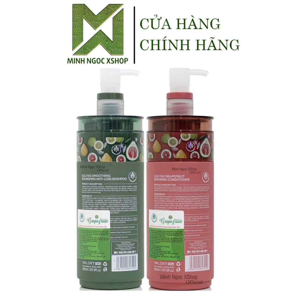 Ảnh Dầu gội xả bưởi Valert Grapefruit iloliyas 850ML mẫu mới phục hồi dưỡng ẩm, chống rụng kích mọc tóc 2
