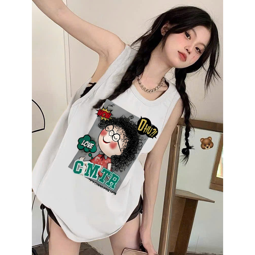Áo 3 lỗ nữ nách rộng cotton,áo nách rộng Menina , áo 3 lỗ nữ form rộng cá tính chất cotton mặc Hè.