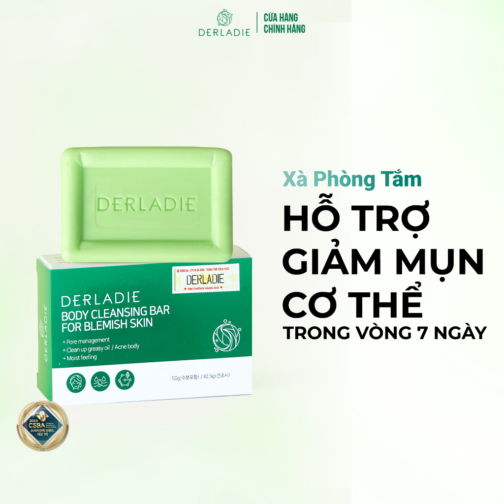 Ảnh Xà Phòng Giảm Mụn Cơ Thể Sau 7 Ngày Derladie Body Cleansing Bar For Blemish Skin 50g 1