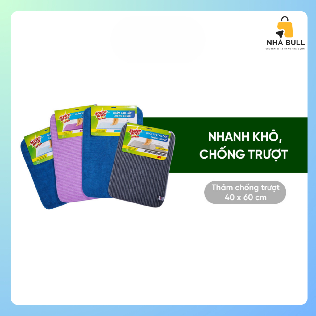 Thảm Lau Chân Chống Trượt Microfiber Scotch-Brite 3M 40x60cm - Siêu Thấm Hút, Nhanh Khô, Giặt Máy Được | BigBuy360 - bigbuy360.vn
