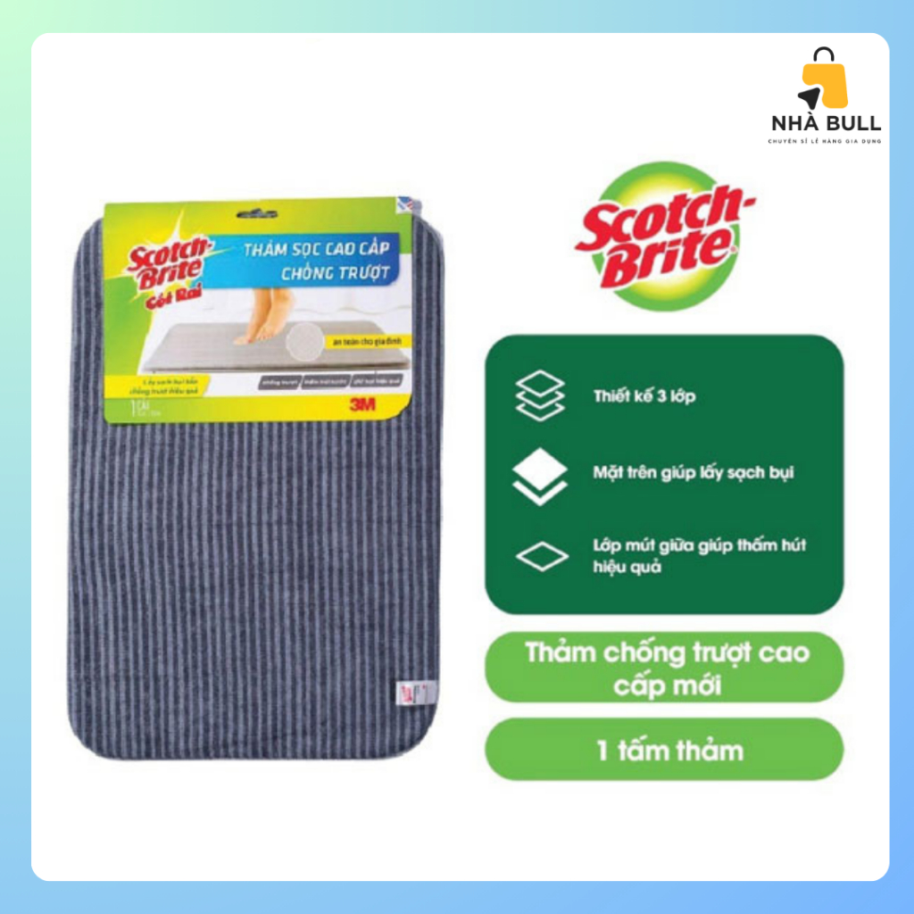 Thảm Lau Chân Chống Trượt Microfiber Scotch-Brite 3M 40x60cm - Siêu Thấm Hút, Nhanh Khô, Giặt Máy Được | BigBuy360 - bigbuy360.vn