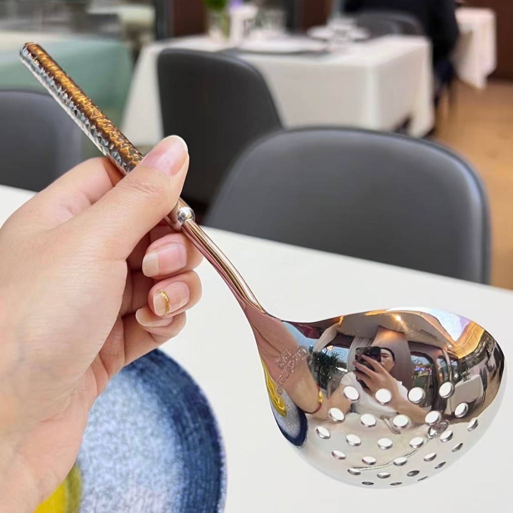 Muôi Canh CHOCKMEN Inox 18/10 Cao Cấp Muỗng Thủng Vá Múc Canh Thìa Canh SET SẦN TRÒN