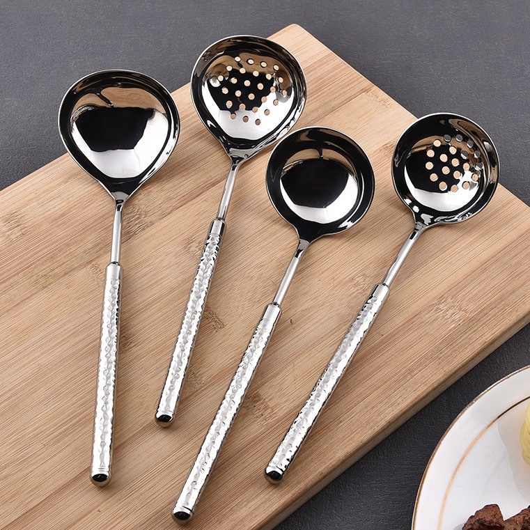 Muôi Canh CHOCKMEN Inox 18/10 Cao Cấp Muỗng Thủng Vá Múc Canh Thìa Canh SET SẦN TRÒN