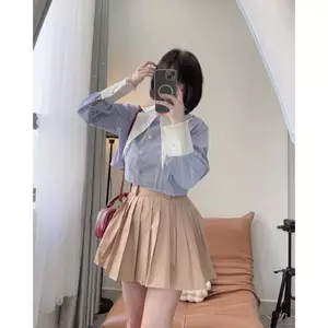 SET ÁO SƠ MI SỌC PHỐI CỔ TRẮNG + CHÂN VÁY DẬP LY XẾP LY NGẮN SP020699🔥𝐇𝐨𝐚̉ 𝐓𝐨̂́𝐜🔥 𝐌𝐄𝐎𝐈𝐍𝐃𝐀𝐇𝐎𝐔𝐒𝐄