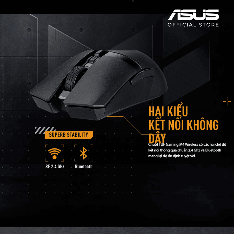 Ảnh Chuột gaming không dây ASUS TUF GAMING M4 Wireless 2.4 90MP02F0-BMUA00 12.000 DPI nắp PBT Feet 100% 3