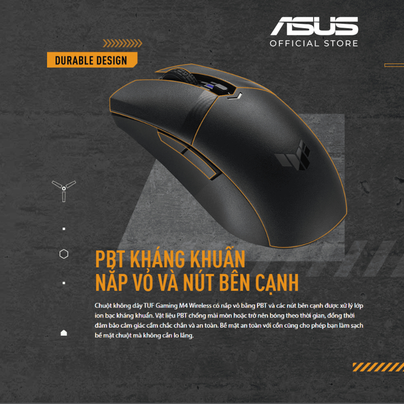 Ảnh Chuột gaming không dây ASUS TUF GAMING M4 Wireless 2.4 90MP02F0-BMUA00 12.000 DPI nắp PBT Feet 100% 4