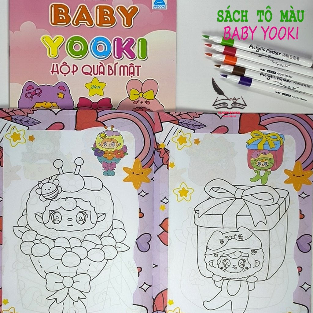 Sách- Tô Màu Baby Yooki-Combo Bộ 4 Quyển- Kèm Quà Tặng Bảng Tóm Tắt Toán Tiểu Học
