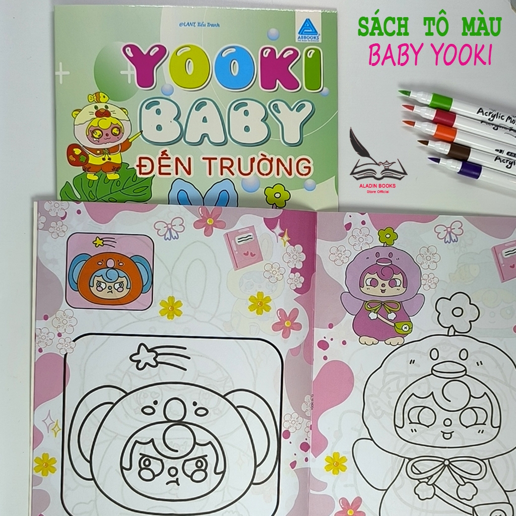Sách- Tô Màu Baby Yooki-Combo Bộ 4 Quyển- Kèm Quà Tặng Bảng Tóm Tắt Toán Tiểu Học