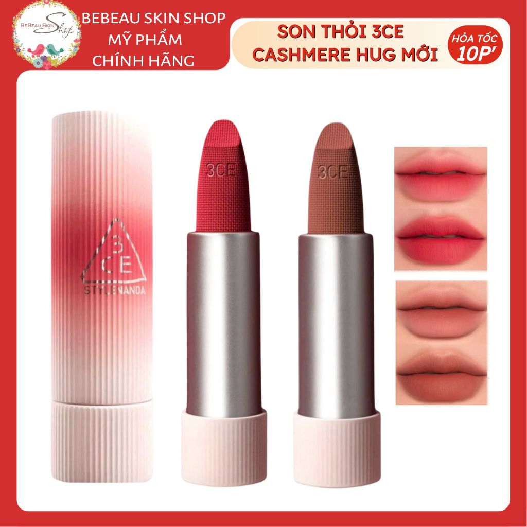 Son Thỏi 3CE Cashmere Hug Lipstick 10 Màu Mịn Lì Nhẹ Môi Knit Hug Red ...