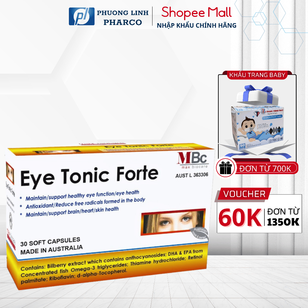 Bổ mắt Eye Tonic Forte giúp tăng cường thị lực và bảo vệ sức khỏe đôi ...