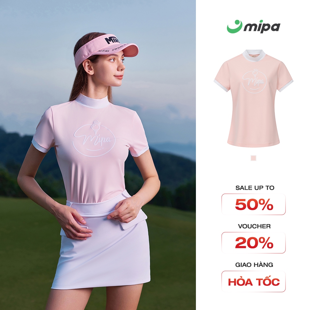 Áo Polo Nữ MIPA thời trang Golf Pickleball Tennis màu hồng có cổ thoáng khí thoải mái Zelda Top