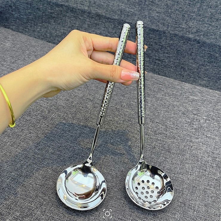 Muôi Canh CHOCKMEN Inox 18/10 Cao Cấp Muôi Vớt Muỗng Thủng Vá Múc Canh Thìa Canh SET SẦN TRÒN