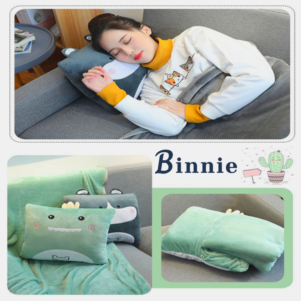 Bộ chăn gối văn phòng 3 trong 1 Binniecute hình thú - ngủ trưa văn phòng - kích thước 100x170cm | BigBuy360 - bigbuy360.vn