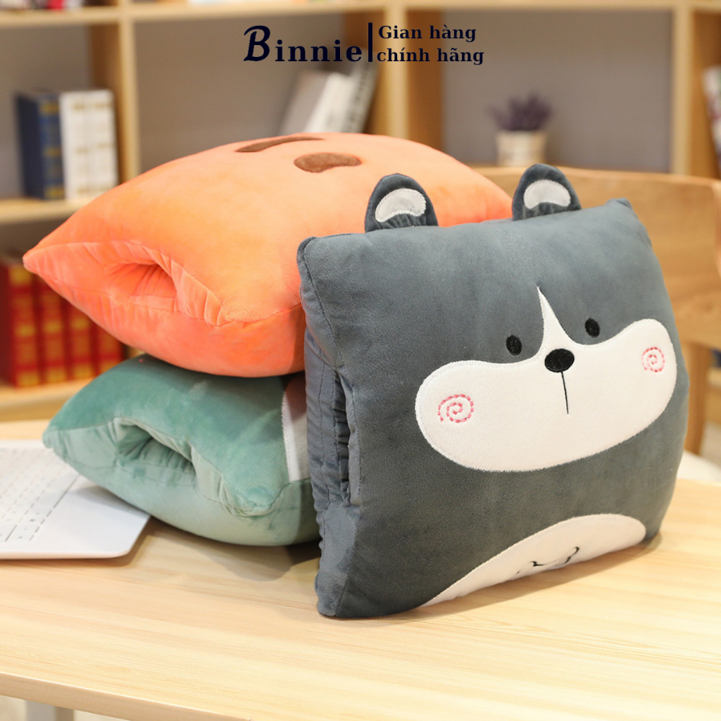 Bộ chăn gối văn phòng 3 trong 1 Binniecute hình thú - ngủ trưa văn phòng - kích thước 100x170cm | BigBuy360 - bigbuy360.vn