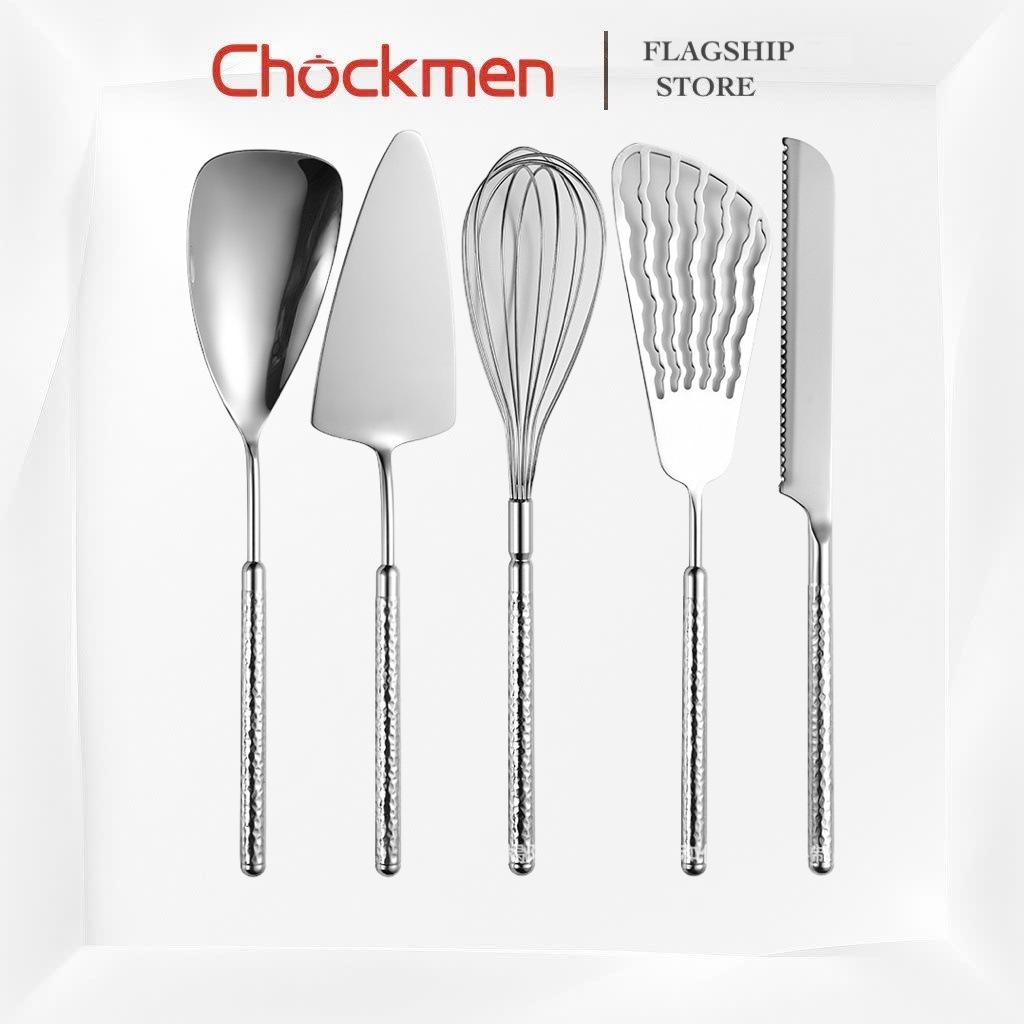 Dụng Cụ Nhà Bếp CHOCKMEN Inox 18/10 Xẻng Xào Xẻng Lật Dụng Cụ Đánh Trứng Dao Bánh Mì SET SẦN TRÒN