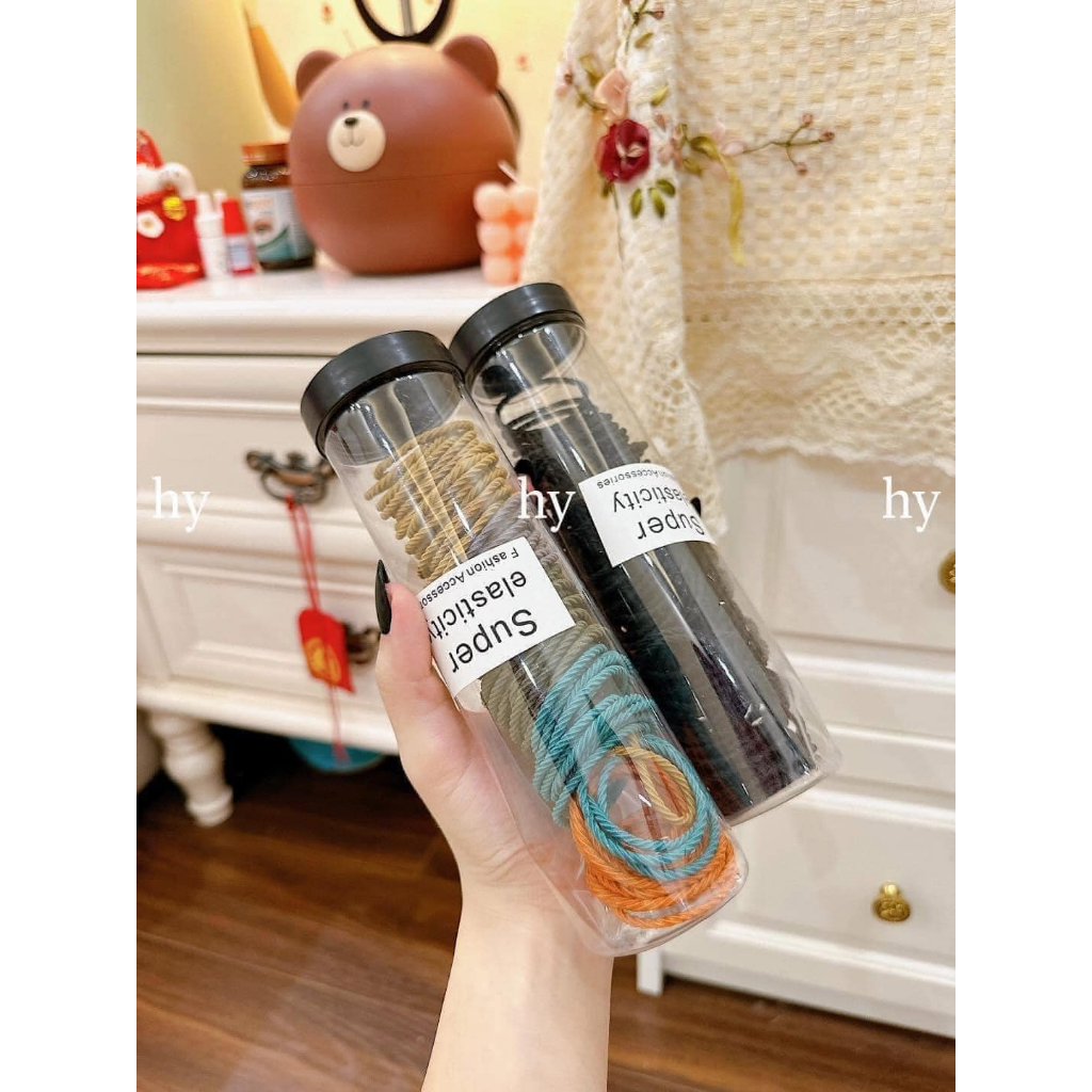 ỐNG 100 CHIẾC DÂY CHUN BUỘC TÓC VẶN THỪNG HANDMADE SIÊU ĐẸP CHO NỮ