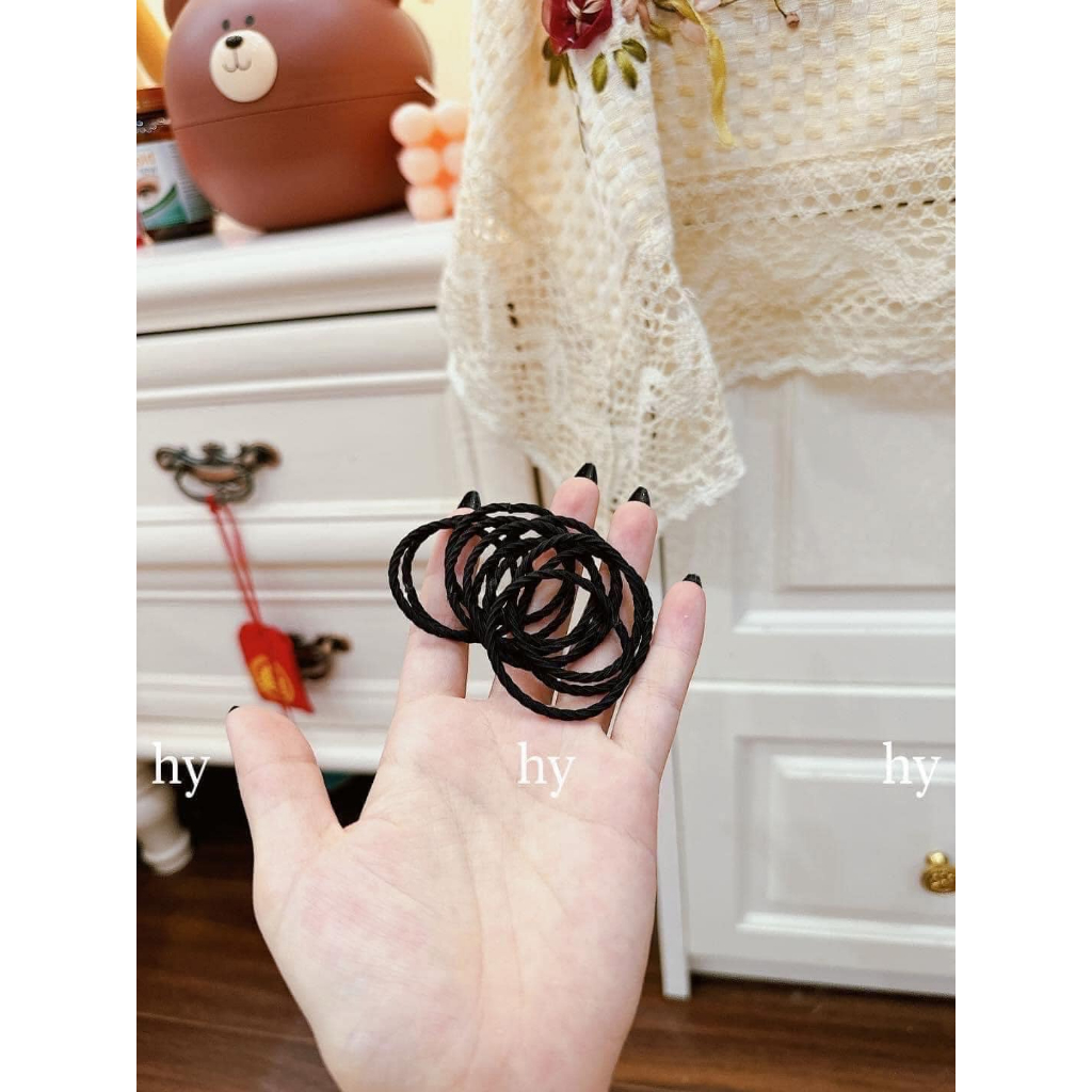 ỐNG 100 CHIẾC DÂY CHUN BUỘC TÓC VẶN THỪNG HANDMADE SIÊU ĐẸP CHO NỮ