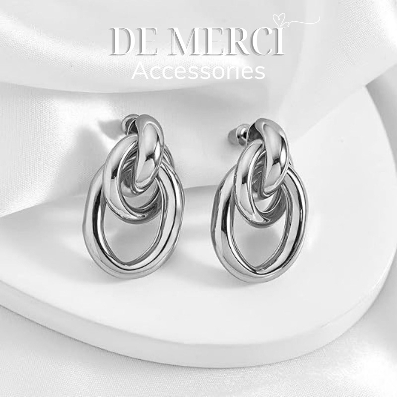 Khuyên tai nữ DE MERCI ACCESSORIES hình xoắn dọc phủ bóng phụ kiện trang sức nữ cá tính BT05