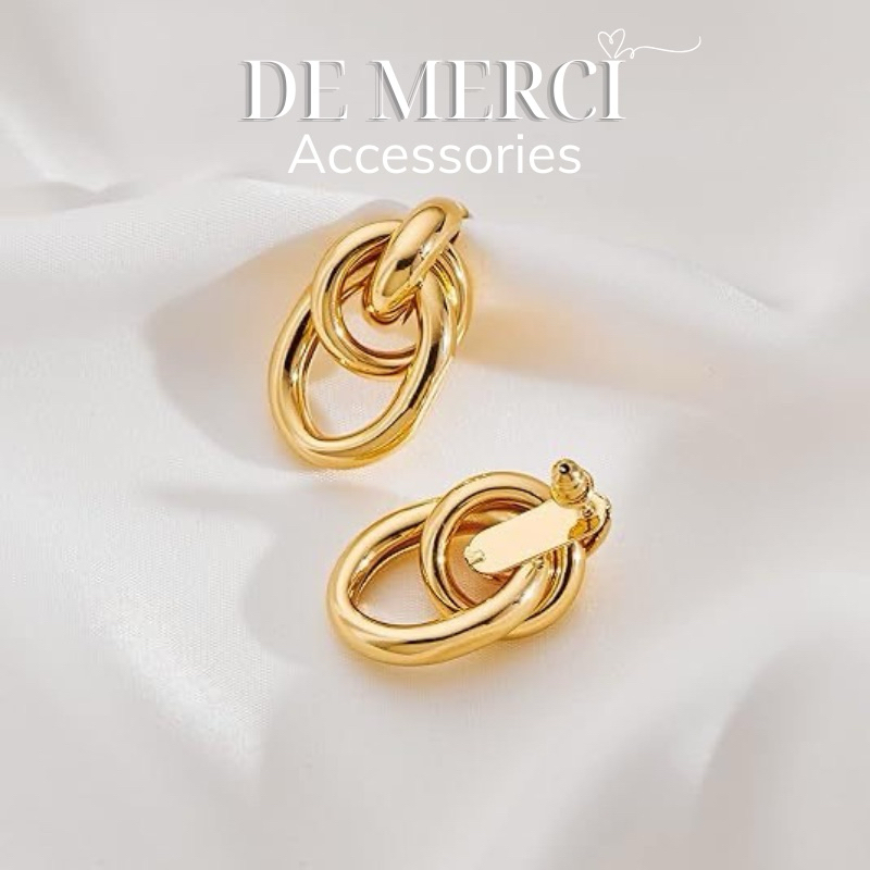 Khuyên tai nữ DE MERCI ACCESSORIES hình xoắn dọc phủ bóng phụ kiện trang sức nữ cá tính BT05