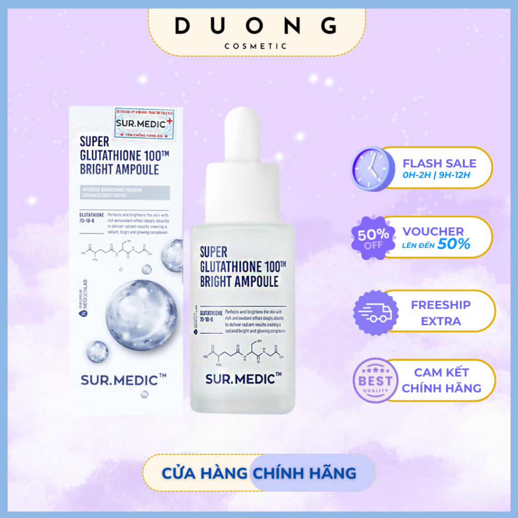 super glutathione 100 bright ampoule Tinh Chất Truyền Trắng Sur.Medic Super Glutathione 100 Bright Ampoule – AB  BEAUTY WORLD main image 0
