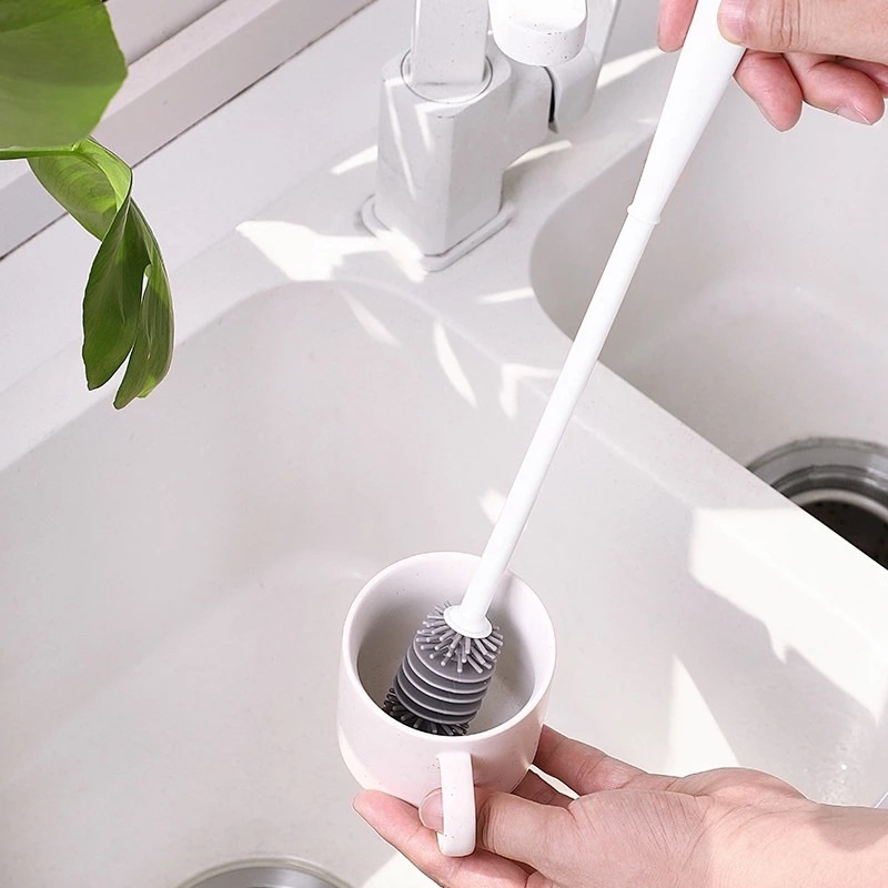 Cây cọ rửa ly, cốc, chai, lọ, bình sữa cán dài, chất liệu silicon mềm dẻo cọ rửa hiệu quả, không gây trầy xước VINASU