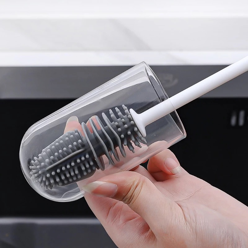 Cây cọ rửa ly, cốc, chai, lọ, bình sữa cán dài, chất liệu silicon mềm dẻo cọ rửa hiệu quả, không gây trầy xước VINASU