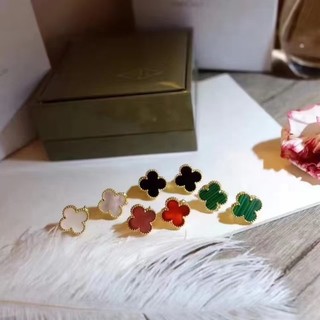 925 Bông Tai Phong Cách Thơm Nhỏ Cỏ Bốn Lá Bạc Nữ Hoa Tai Sang Trọng Nhẹ 10 Vòng Quà Tặng Cô Gái S89