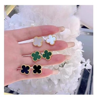 925 Bông Tai Phong Cách Thơm Nhỏ Cỏ Bốn Lá Bạc Nữ Hoa Tai Sang Trọng Nhẹ 10 Vòng Quà Tặng Cô Gái S89