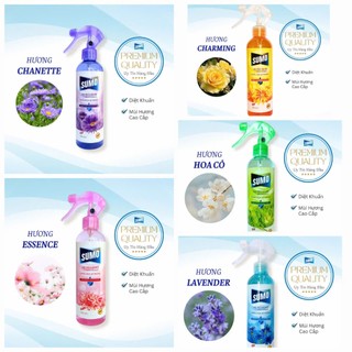 Nước Hoa Xịt Phòng Sumo 350ml Có [ 5 Hương ] Gồm : Hoa Oải Hương , Charming , Essence , Lavender, Hoa cỏ , Chanette