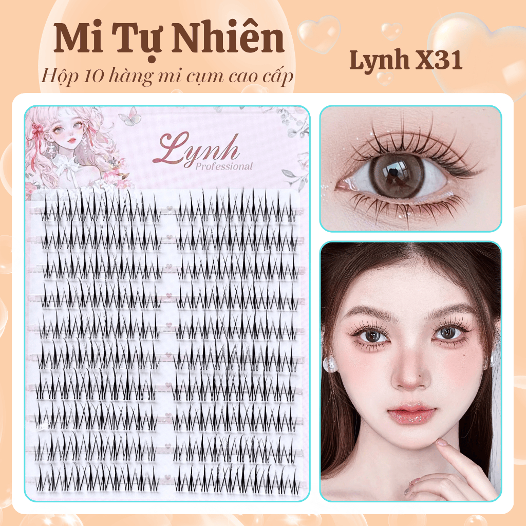 Mi giả Mi Tự Nhiên Lynh X31 Hiệu ứng Makeup Nhẹ nhàng Xinh như Nối mi ngoài tiệm