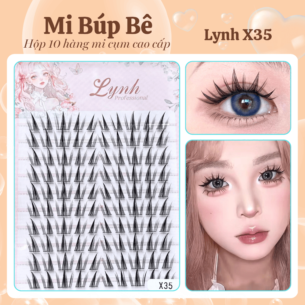 Mi giả Mi Búp Bê Lynh X35 Giúp đôi mắt To tròn và Long lanh, Tái sử dụng nhiều lần