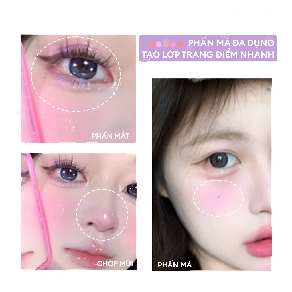 Má Hồng, Phấn Má, Phấn Má Hồng, Má Hồng XIXI 4 ô Nhũ Sáng Nhũ Lì Bền Màu - D511