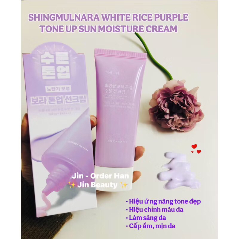 [Màu Tím ]Kem chống nắng nâng tone SHINGMULNARA WHITE RICE PURPLE TONE ...