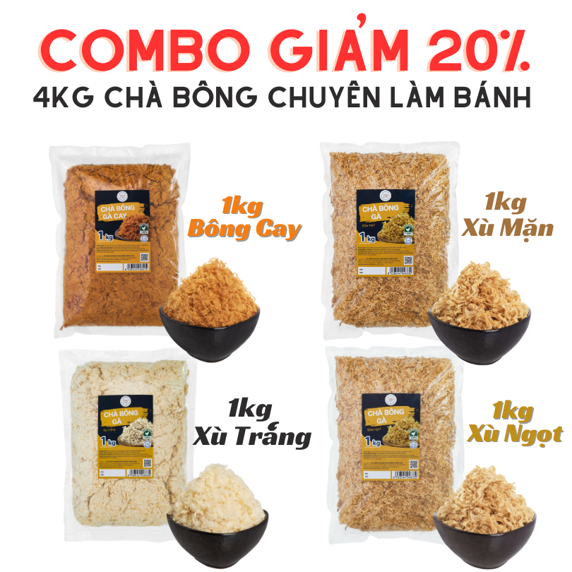 COMBO CHÀ BÔNG XÙ LÀM BÁNH THẢO LÀN FOODS 4KG