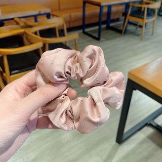 Dây Buộc Tóc Vải Satin Màu Trơn Đính Đá Lấp Lánh Mẫu Mới 🌸🌸🌸