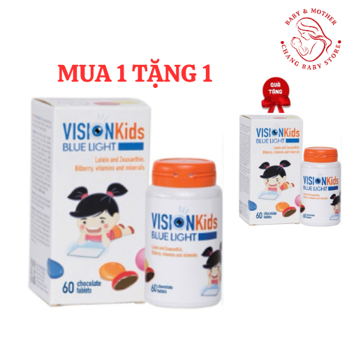 [Mua 1 tặng 1] Bổ Mắt Vision Kids Blue Light Cho Bé Sáng Mắt ngăn chặn ánh sáng xanh Lọ 90 Viên Nhai