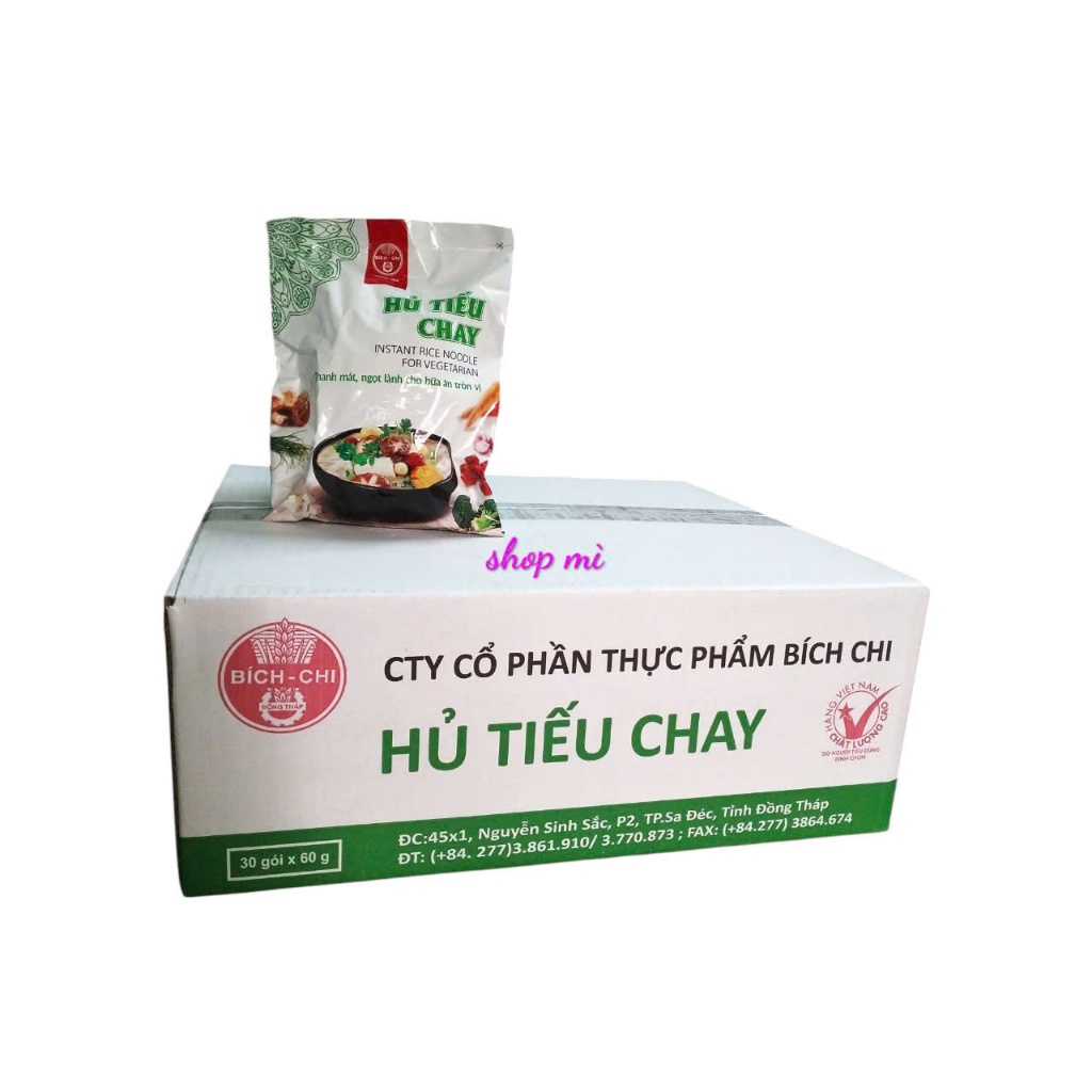 Thùng 30 gói Hủ Tiếu Chay ăn liền hiệu Bích Chi 60gr x 30 gói