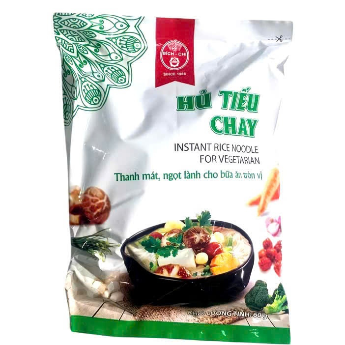 Thùng 30 gói Hủ Tiếu Chay ăn liền hiệu Bích Chi 60gr x 30 gói