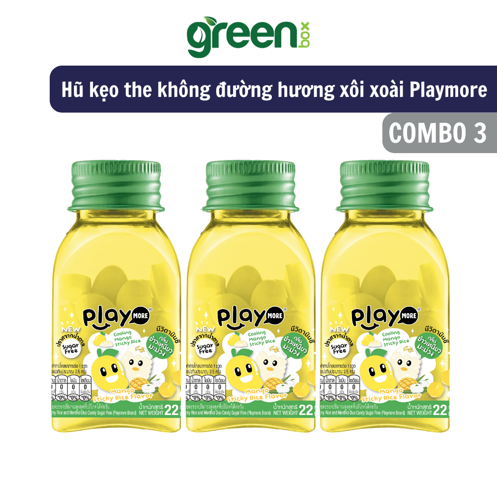 Ảnh Combo 6 hũ kẹo the không đường hương xôi xoài Playmore 22g 2