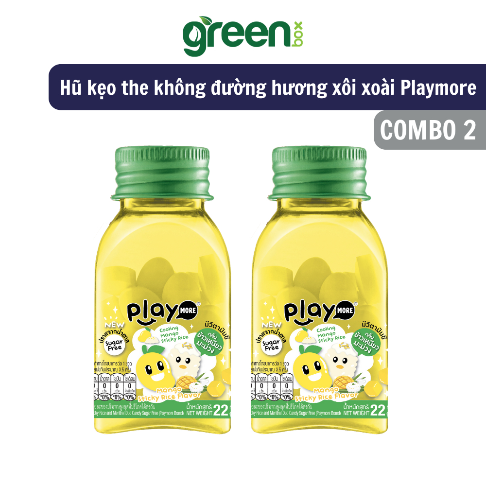 Ảnh Combo 6 hũ kẹo the không đường hương xôi xoài Playmore 22g 1