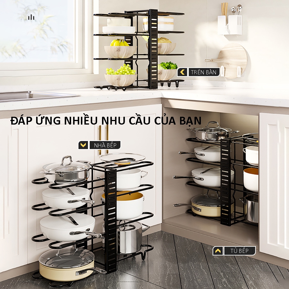 Giá kệ xoong nồi đa năng gấp gọn, chất liệu thép không gỉ sơn tĩnh điện, tuỳ chỉnh theo ý muốn