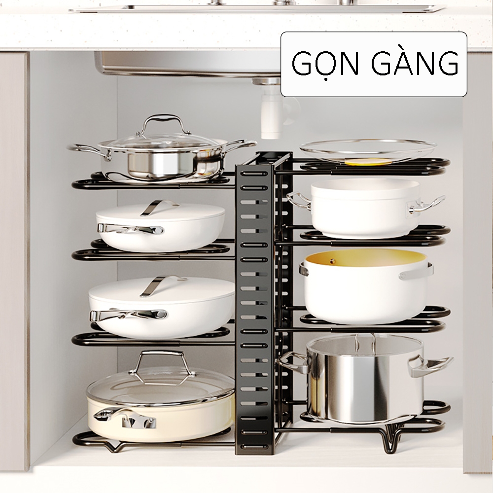 Giá kệ xoong nồi đa năng gấp gọn, chất liệu thép không gỉ sơn tĩnh điện, tuỳ chỉnh theo ý muốn