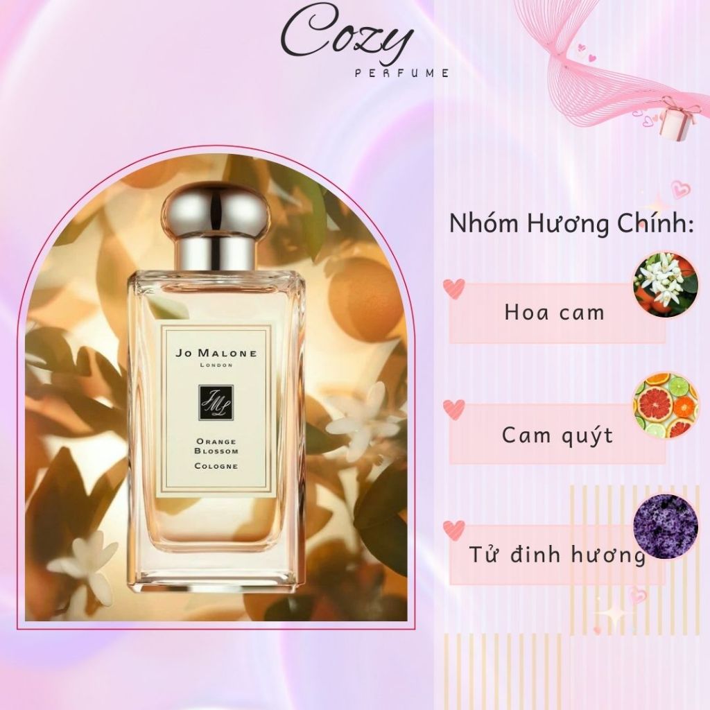 Nước hoa unisex Jo Malone Orange Blossom Cologne Chiết 5ml/10ml Hương thơm Thanh lịch - Cozy Perfume