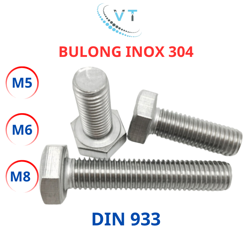 Combo 10 Bộ Bulong M5 Inox 304 (Gồm Bulong + Tán) Dài 10mm - 60mm Chống Gỉ Sét Cao Cấp