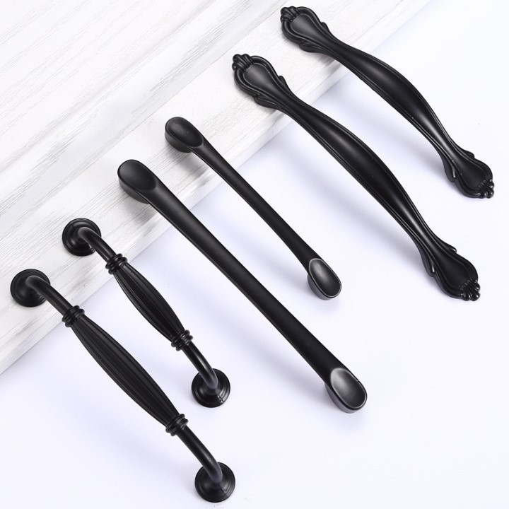 Tay nắm ngăn kéo tủ bằng nhôm màu đen bền bỉ đa năng nhiều loại tùy chọn [Thomoc5.0]