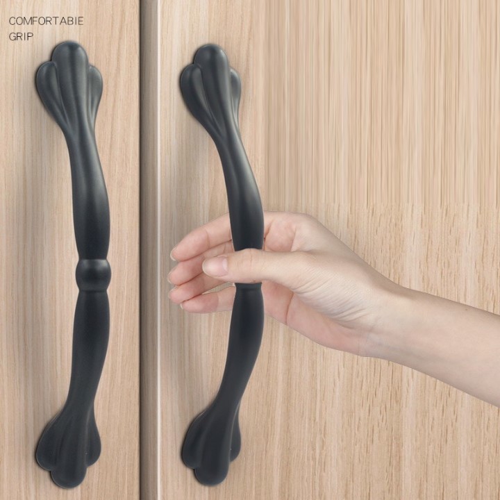 Tay nắm ngăn kéo tủ bằng nhôm màu đen bền bỉ đa năng nhiều loại tùy chọn [Thomoc5.0]