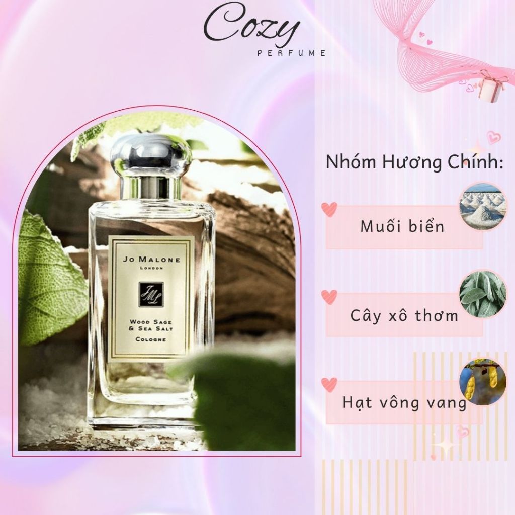 Nước hoa unisex Wood Sage & Sea Salt Cologne Chiết 5ml/10ml Hương thơm Tươi mới - Cozy Perfume