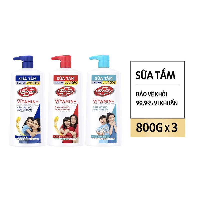 Sữa Tắm Lifebuoy Sạch Khuẩn Bảo Vệ Khỏi 99.9% Vi Khuẩn 800G