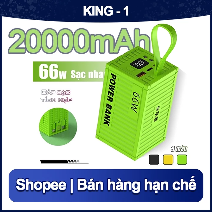 Sạc dự phòng sạc nhanh 66W 20000mah Dung lượng lớn sạc nhanh PD20W di động ngoài trời pin dự phòng