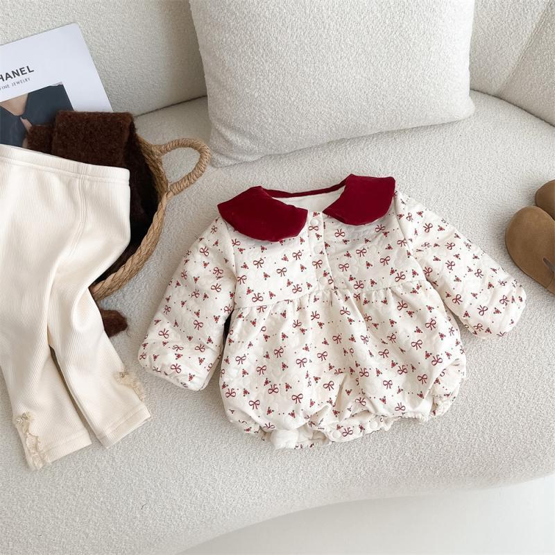(HÀNG CÓ SẴN) QC - Bodysuit tai thỏ đỏ cover Hàn Quốc hàng quảng châu dày dặn ấm áp cho bé gái
